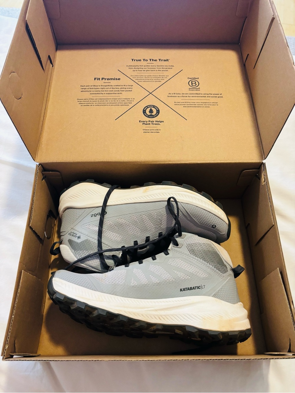 Oboz Katabatic LT Women's Trail Shoes - Light Gray and Black